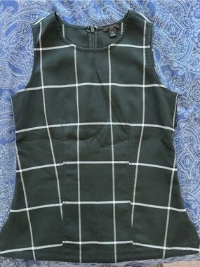 Ann Taylor Black Windowpane Sleeveless Shell